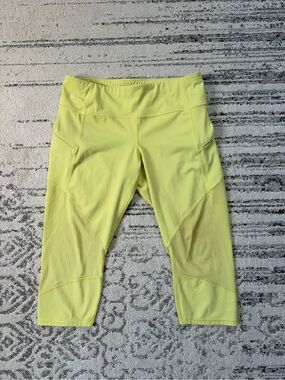 Athleta Neon Yellow Cropped Mesh Leggings